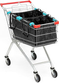 Handy Sandy 3-Pack Reusable Grocery Cart Bags – Foldable Shopping Organizers with Universal Cart Clips, PE Board Base