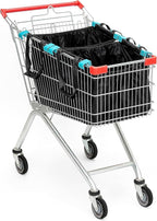 Handy Sandy 3-Pack Reusable Grocery Cart Bags – Foldable Shopping Organizers with Universal Cart Clips, PE Board Base