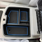 Center Console Organizer Compatible with 2007-2014 Chevy Silverado GMC Sierra Avalanche Tahoe Suburban Yukon Yukon XL Accessories, Floor Mounted Center Console ONLY,Blue Trim