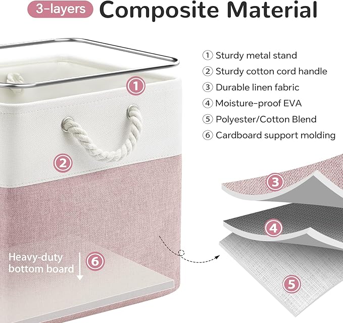 12 x 12 Inch Cube Storage Bins, 4 Pack Fabric Storage Basket with Handles, Foldable Boxes Organizer for Shelf Baskets for Hom