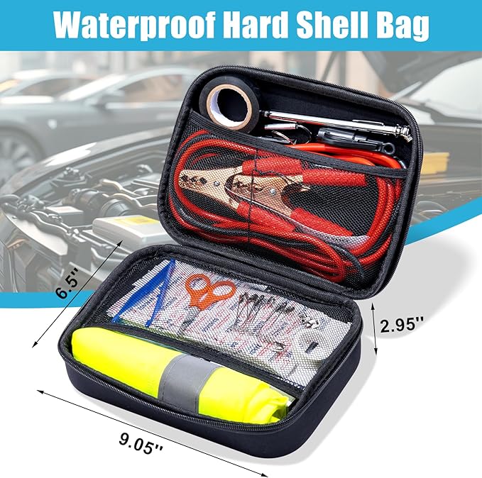 AUTODECO Car Roadside Emergency Kit, Car Safety Kit for Men Portable Car Kits for Emergency, Blue