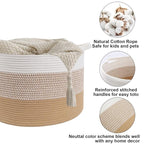 65L Large Blanket Basket, 19.7" L x 19.7" W x 13" H Cotton Rope Woven Storage Basket,Laundry Hamper for Toys, Clothes, Pillow