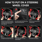 NBTEPEM Customized Auto Car Steering Wheel Cover for Honda Accord, Civic, CR-V, HR-V, Pilot, Microfiber Leather Sport Steerin