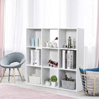 SUPER DEAL 9 Cube Storage Organizer 11 inch Cube Storage Shelf 3 x 3 Wood Bookcase Display Bookshelf with 5 Removable Back Pa