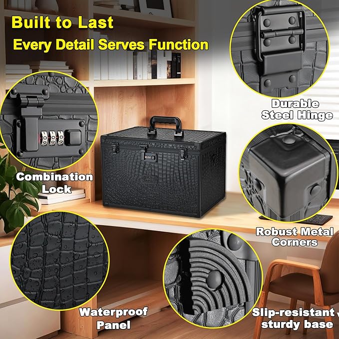 File Storage Cabinet File Organizer Document Organizer File Box in Office and Home with Combination Lock with 20 Legal Size H