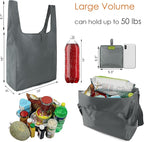 BeeGreen Grey Reusable Grocery Bags Wholesale Gray Reusable Kitchen Bags Bulk Foldable-Machine Washable with Zipper Storage Pouch 50 Packs