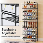 5 Tier Shoe Rack Closet Metal Heavy Duty, Stackable, Black