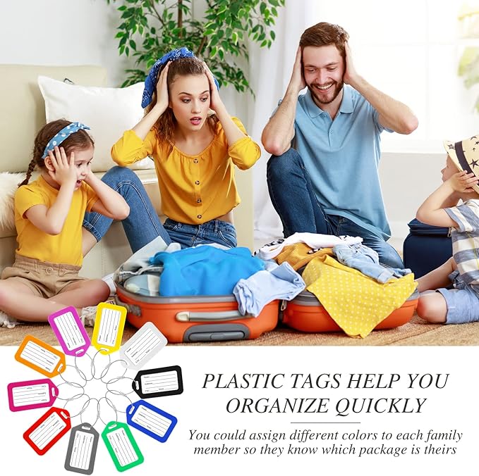 Kigeli 200 Pcs Luggage Tags Bulk, Suitcases Backpack Baggage Name Tags with ID Card for Travel Wedding Back to School
