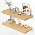 Dreamland 36" Floating Shelves for Wall, 12" Deep Thicker Oak Floating Shelves, Wall-Mounted Shelves for Bedroom, Living Room