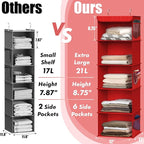 Simple Houseware 5 Shelf Hanging Closet Organizer, Red