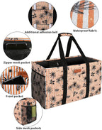 MHOMER Reusable Grocery Bags Extra Waterproof Large Utility Tote Bag with Carrying Handles Foldable Shopping Bags for Storage Space Saving Reinforced Bottom Durable Oxford Fabric Coconut Pattern