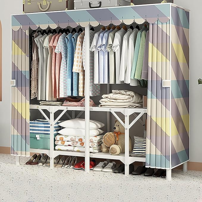 Portable Wardrobe Closet For Hanging Clothes, Installation-free Wardrobe, One-piece Folding Design,closet Organizer System,wa
