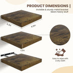 Fun Memories Floating Shelves for Wall - 9.3 Inch Square Shelves with Invisible Brackets, Small Wall Shelf for Living Room, B