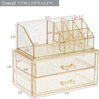 Ikee Design Acrylic Makeup Organizer with 2 Drawers Removable Top Lipstick Holders, Cosmetics Organizer for Skincare, Accesso
