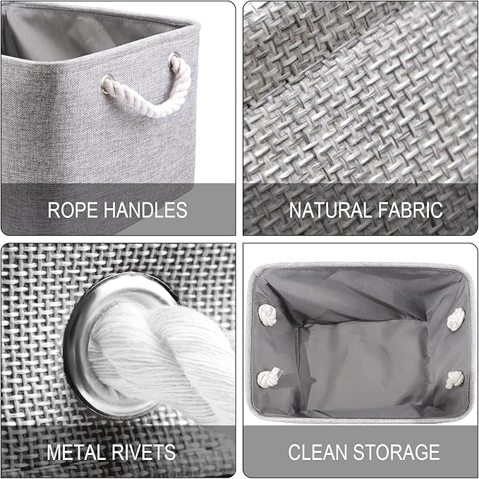 HNZIGE Small Baskets for Shelves(6pack) Fabric Storage Baskets, Empty Gift Baskets with Rope Handles, Decorative Foldable Sto