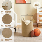 Artfeel Laundry Basket,Woven Cotton Rope Laundry Hamper,40L for Decorative Storage of Dirty Clothes,Toys and Blankets in Bath