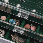 Frebeauty Extra Large Acrylic Jewelry Box for Women 5 Layers Clear Jewelry Organizer Velvet Earring Box with 5 Drawers Rings 