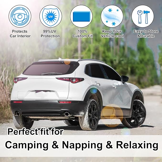 TINGLU Window Shades for Mazda CX-30 2019-2025 2026 Accessories Car Side Full Windows Rear Triangular Windshield Sun Shade Sun UV Rays & Privacy Protection for Camping,Napping,and Relaxing 8PCS