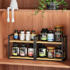 Giikin Countertop Shelf Organizer, 2 Tier Kitchen Spice Rack Organizer for Countertop, Wood Coffee Counter Shelf Organizer fo