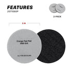 Maxshine 3" Universal 2-Pack 2000 Grit Black Denim Orange Peel Remover Polishing Pads – Hook & Loop for Easy Attachment – Professional Pad for Paint Texture Leveling & Detailing