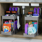 DEKAVA Under Sink Organizer 2 Pack，Bathroom Cabinet Organizer，2 Tier Sliding Cabinet Basket Organizer Drawer, Multi-Purpose B