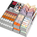 Criusia 16 Pack Sock Underwear Drawer Organizer, 96 Cells Dresser Organizer for Baby Clothes, Foldable Fabric Closet Organiza
