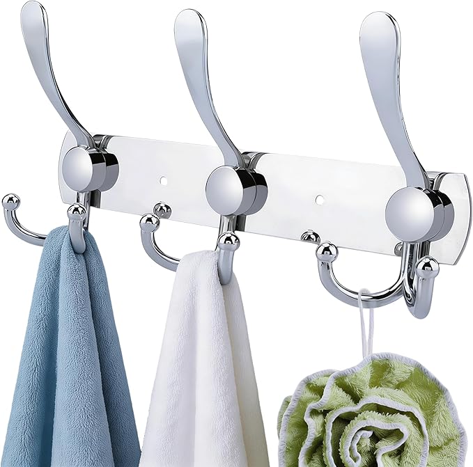 Stainless Steel Wall Hooks for Clothes, Multifunctional Towel Hat Rack Organizer, Wall Mounted Coat Rack Durable Hangers for 