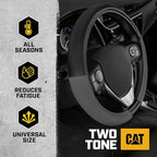Cat® ErgoDrive Car Steering Wheel Cover with Dark Gray Grip, Black Faux Leather Steering Wheel Cover for Auto Truck Van SUV - Standard 14.5" - 15 Inches