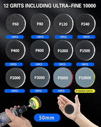 194 PCS 2 Inch Wet Dry Sanding Discs, Drill Polishing Kit with 60 to 10000 Grit Hook and Loop Sandpaper Assortment for Dremel