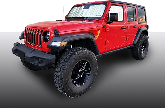 YelloPro Side Window Front Seat Reflective Sunshade Custom Fit for 2018 2019 2020 2021 2022 2023 2024 2025 2026 Jeep Wrangler, Unlimited JL, Sport, Sport S, Sahara, Rubicon 2 Door 4Dr (2pcs)