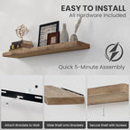 Floating Shelves Reclaimed Barnwood, 8" Deep Solid Wood Floating Shelf Wall Hanging Shelves with Invisible Heavy-Duty Metal B
