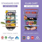 Lotus Original Trolley Reusable Shopping Bags (4-Pack) – Detachable & Reusable Grocery Bags Foldable with Insulated Grocery Bag & Egg/Wine Holder – Washable Shopping Totes to Save Time & Easy Storage