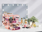 Sorbus Acrylic Makeup Organizer Set, 7-Drawer Vanity & Countertop Cosmetic Storage with Small & Wide Drawers, Pink Makeup Sto