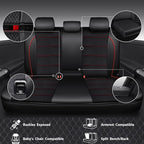CAR PASS Mesh Leather Car Seat Covers Full Set,Breathable Mesh Faux Leather Seat Covers for Car, Universal Fit for SUV Truck Sedan Automotive, Airbag Compatible, Black and Red