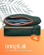 TRIPPED XL Compression Packing Cubes — 7-Piece Set for Checked Luggage | Extra-Large (15.7"×11"×4") + Large + Small + Tube + 