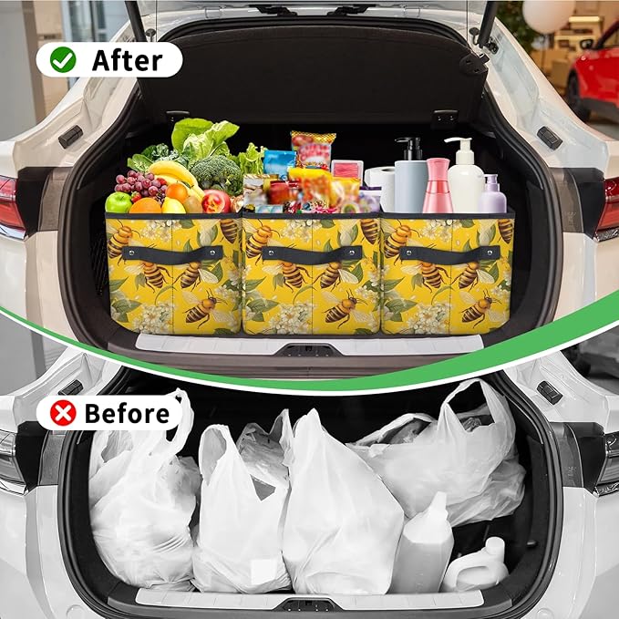 Reusable Grocery Bags Heavy Duty Shopping Bags Foldable Large Tote Bags with Long Handles & Hard Bottom