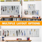 Pegboard Smith Metal Pegboard Panels, 16" x 12" Heavy-Duty Steel Wall Peg Boards for Garage Tool Storage, Pegboard Organizer 