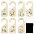 R HORSE Wooden Baby Closet Dividers - 8Pcs Dragon Baby Closet Organizer, Double-Sided Newborn Clothes Size Hanger Dividers, N
