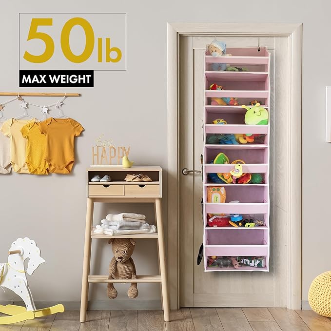 HOMELUX THEORY UPGRADED 6 Tiers Over The Door Organizer Hanging - 100D EXTRA THICK & 50lbs HUGE CAPACITY, 12 Side Mesh Pocket