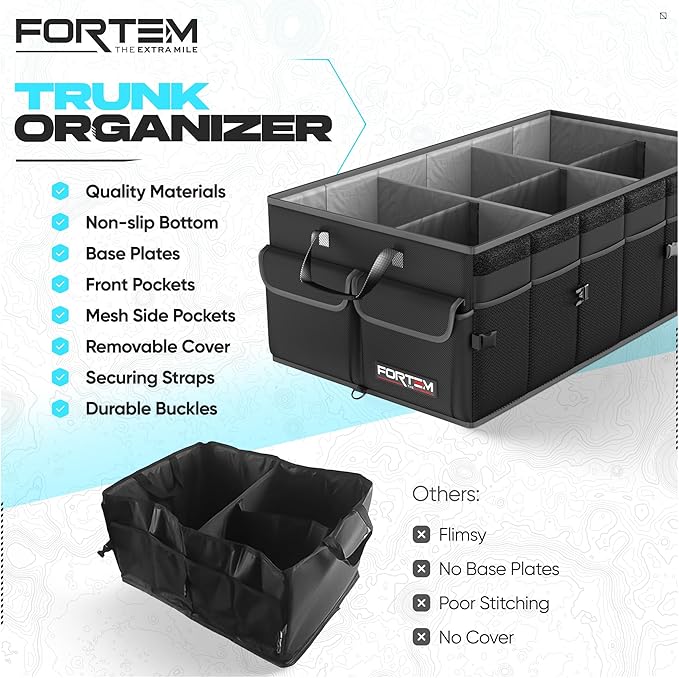 FORTEM Trunk Organizer For SUV Car Trunk Organizer, Foldable Storage, Car Accessories for Women Men, Collapsible Bag, Perfect C