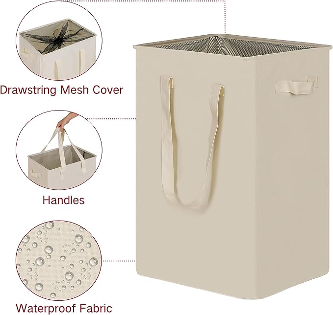 efluky Slim Laundry Basket, Narrow Laundry Hamper with Handles, Collapsible Dirty Clothes Hamper, Tall Laundry Bin for Laundr