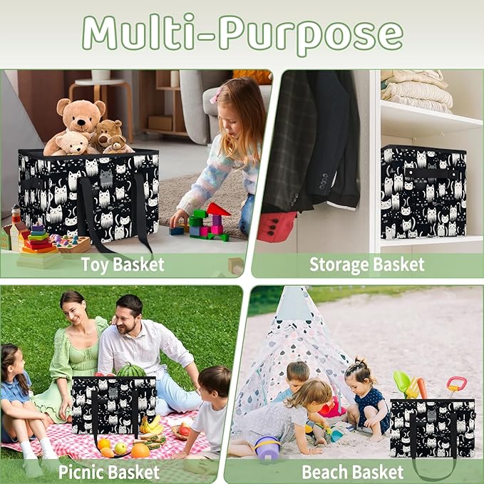 Reusable Grocery Bags Heavy Duty Shopping Bags Foldable Large Tote Bags with Long Handles & Hard Bottom