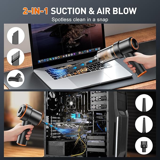 KMM Handheld Car Vacuum Cleaner, 11000PA Vacuum Cleaner & Air Duster, 120W High Power Vacuum Portable Cordless, Hand Held Vac
