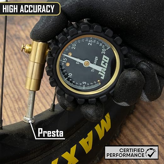 JACO FTX-30 Low Pressure Presta Tire Gauge for Bikes (Max 30 PSI) | Fatbike & MTB Series