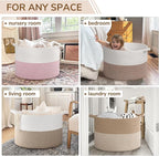 INDRESSME 115L Extra Large Blanket Basket, Soft Cotton Rope Storage Baskets for Organizing Living Room Décor Toy Storage for 