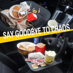 4 in 1 Car Steering Wheel Tray with Dual Sauce Dip Holder and Tablet Holder,Car Table Food Trays for Eating,Driver Desk Fit Most Auto Vehicle Steering Wheels (Black, Large)