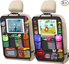 XBRN 2 Pack Car Backseat Organizer, Car Seat Organizer Kick Mats Back Seat Protector with 11" Tablet Holder, Car Storage Organizer for Kids,10 Storage Pockets Travel Accessories