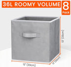 Criusia Large Storage Cubes - 13 Inch Heavy Duty Fabric Storage Bins for Shelves Closet, Cube Organizer - 8 Pack Collapsible 
