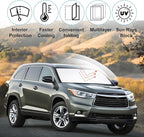 Front Windshield Sun Shade Foldable Car Front Window Sun Shade Windshield Shade Custom Fit for 2014-2019 Toyota Highlander Block UV Rays Accessories Heat Keep Cooler