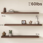 Fun Memories 72 Inch Floating Shelves, 12 Inch Deep Wall Shelf for Fireplace Mantel, Deep Storage Shelves for Home & Office, 